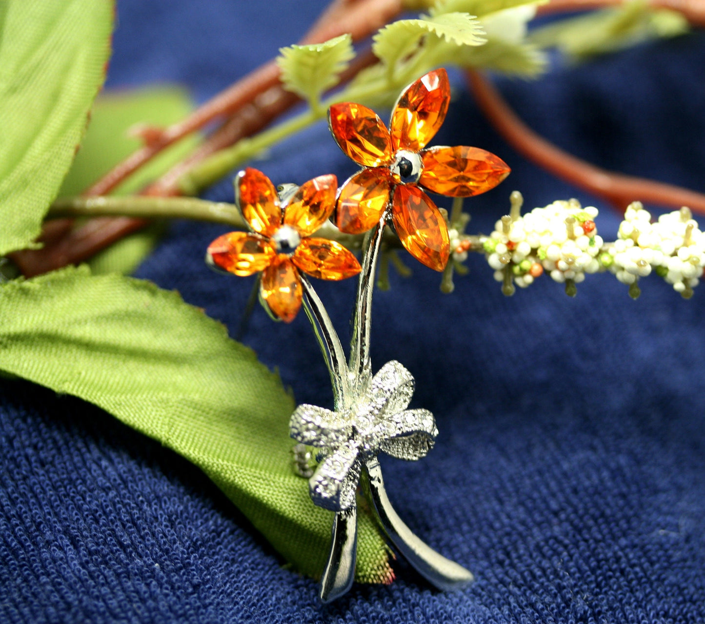 Crystal Lily Silver Brooch, Rhinestone Lily Flower Pin, Spring Flower Fashion Jewelry For Women
