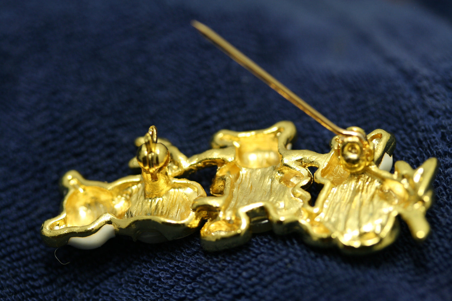 Fashion Statement Black White Family Trio Panda Brooch Pin for Women 14K Gold Plated Brass