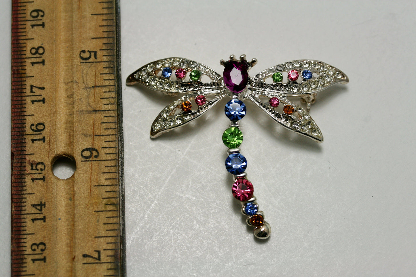 Women Dragonfly Crystal Brooch Lovely Rhinestone Scarf Pin Jewelry