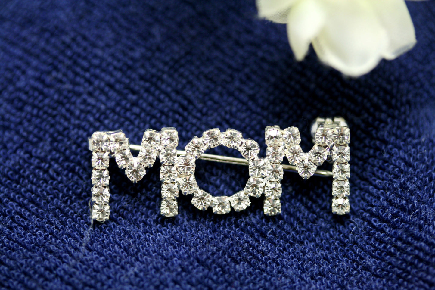 MOM Word Brooch Pin Mother's Day Birthday Gift, Rhinestone MOM Word Brooch