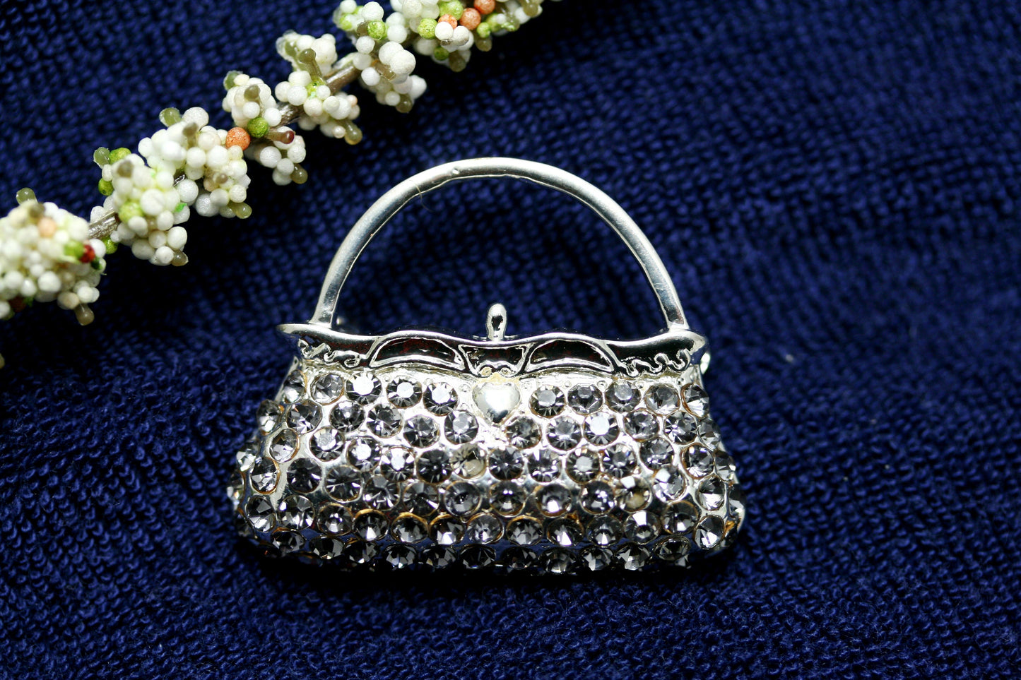 Crystal Women Purse Handbag Brooch Pin, Rhinestone Women Purse Fashion Jewelry Gift, DIY Jewelry