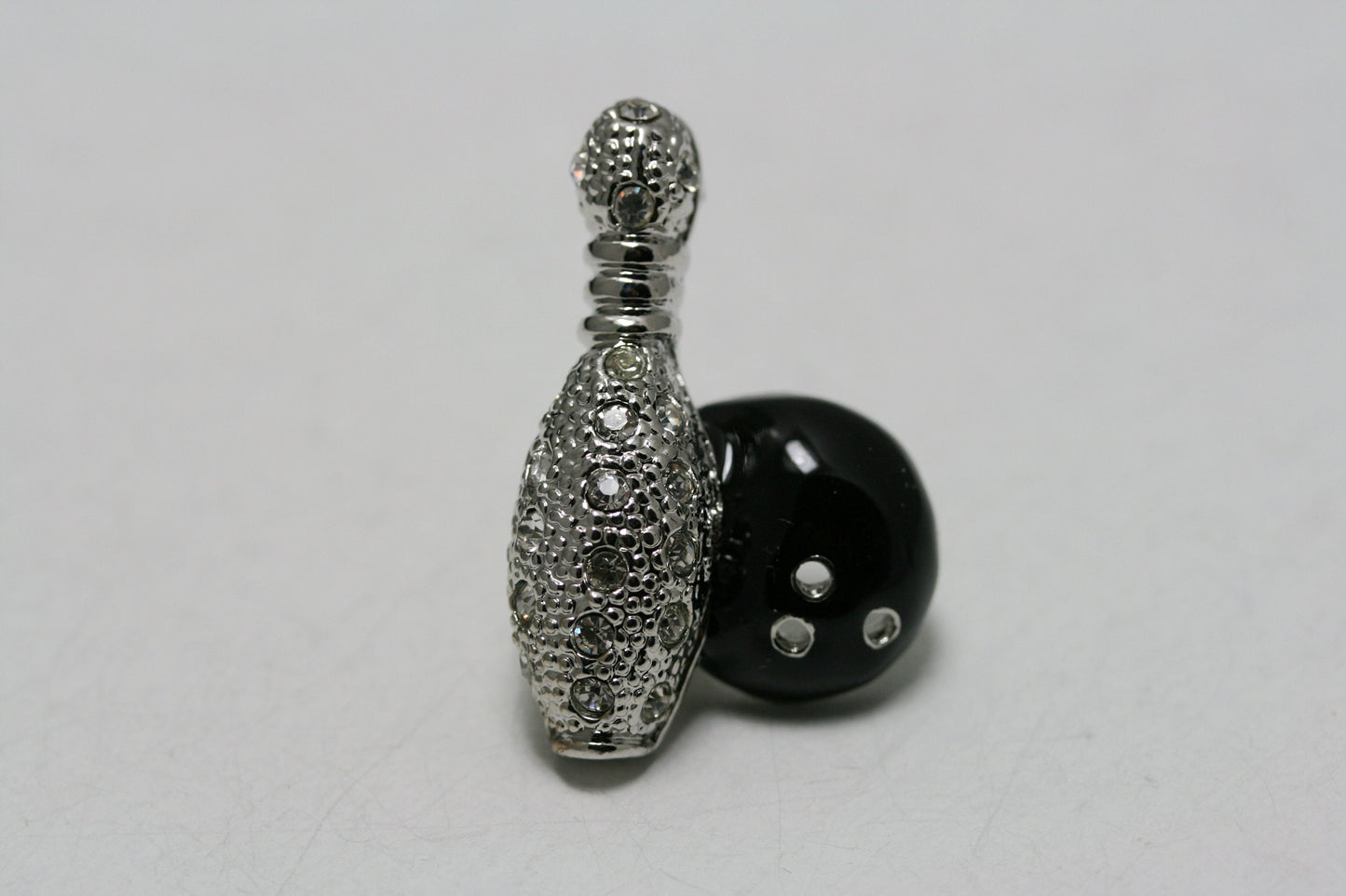 Rhinestone Bowling Pin And Bowling Ball Brooch, Sports Pin