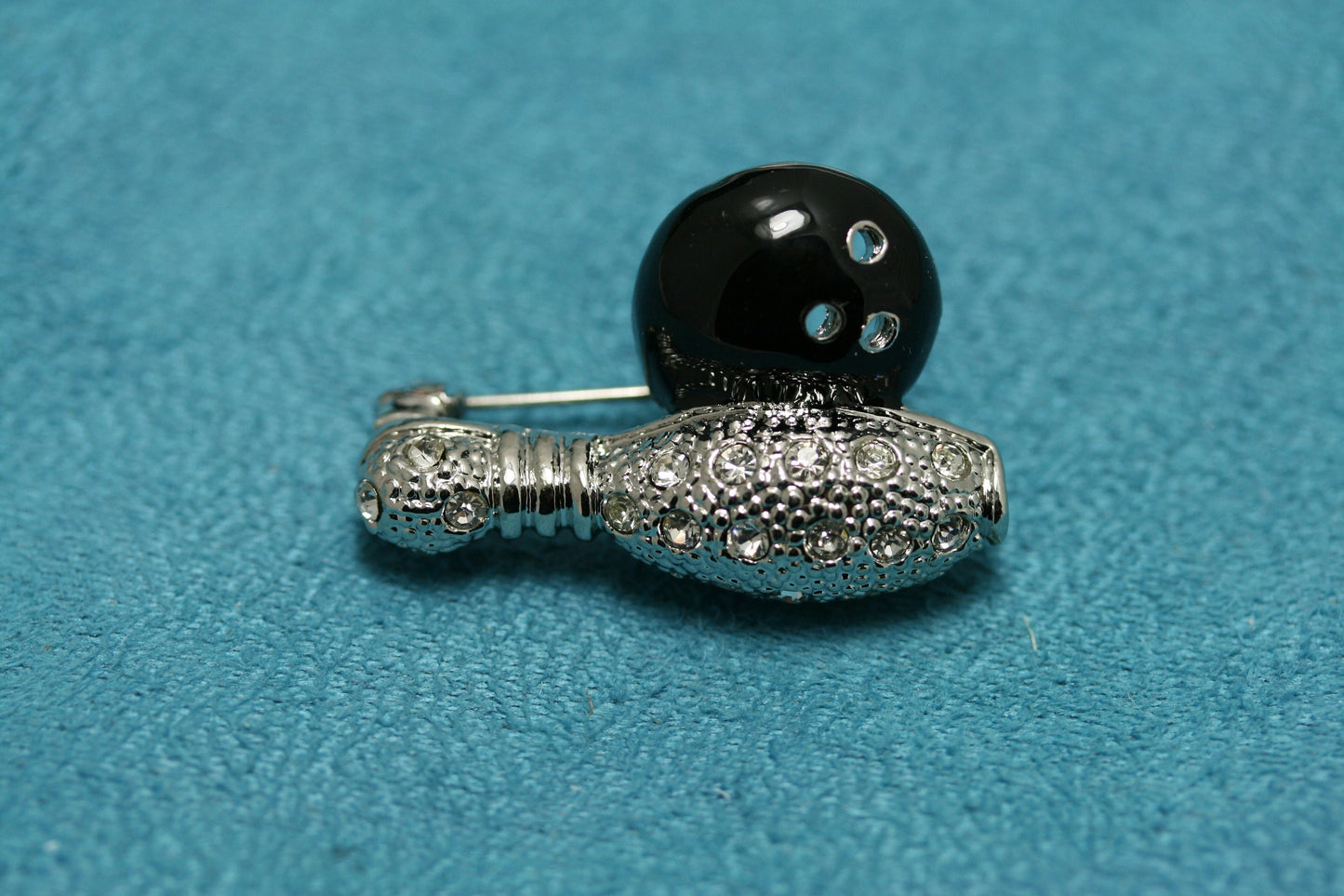 Rhinestone Bowling Pin And Bowling Ball Brooch, Sports Pin