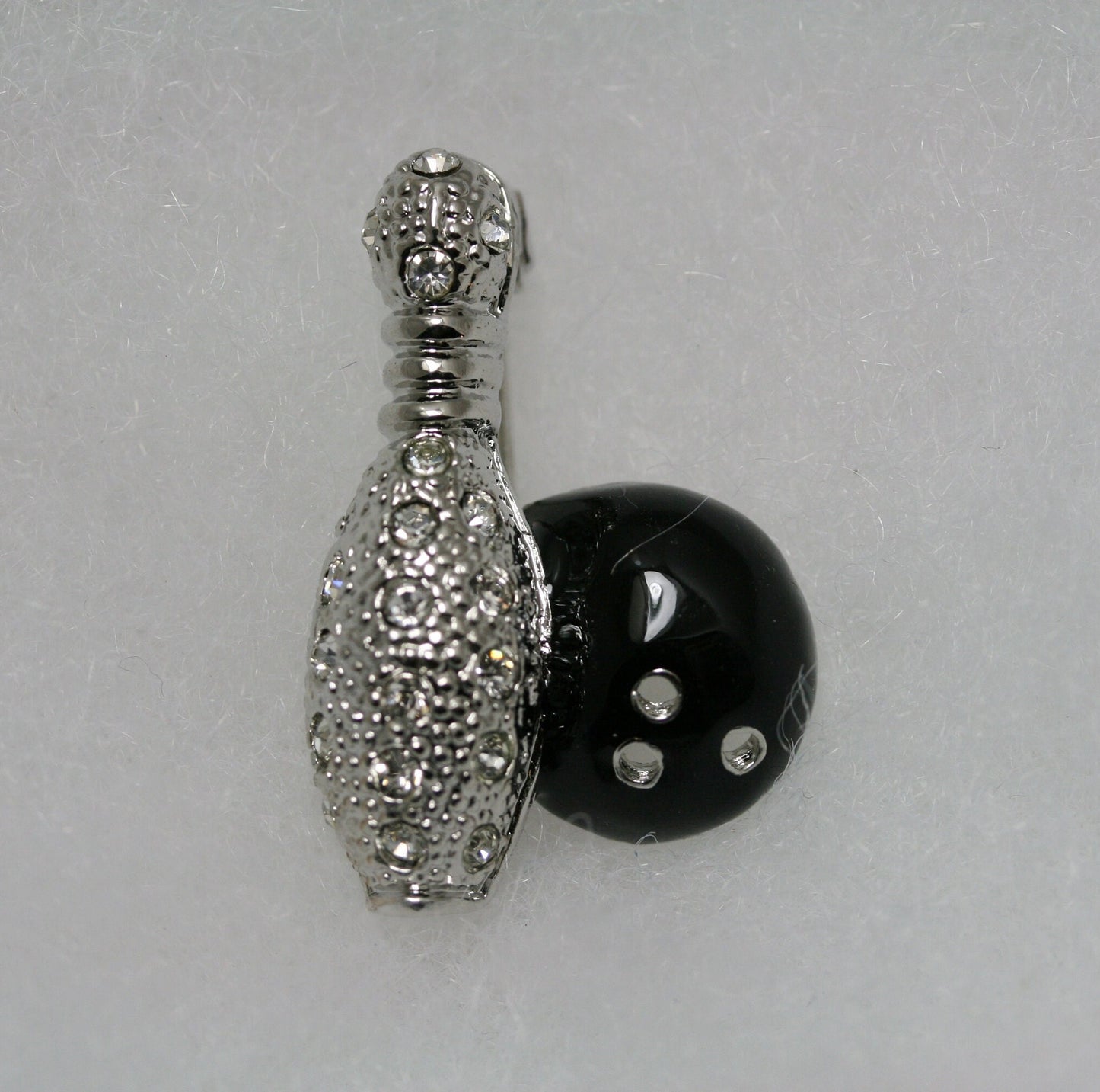 Rhinestone Bowling Pin And Bowling Ball Brooch, Sports Pin