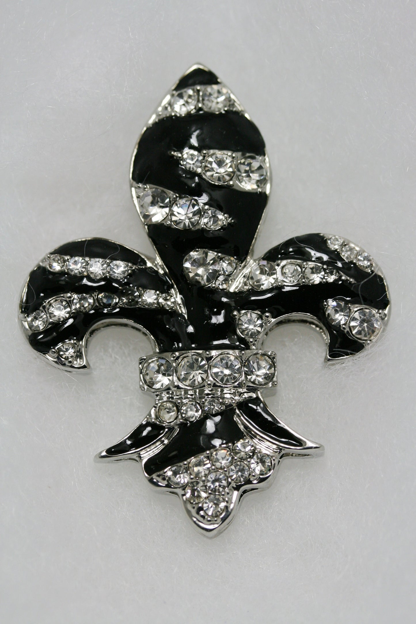 Fleur-De-Lis Crystal Brooch and Pendant, Rhinestone and Enamel Fleur De Lis Pin and Pendant, Mardi Gras Pin and Pendant with Crystals