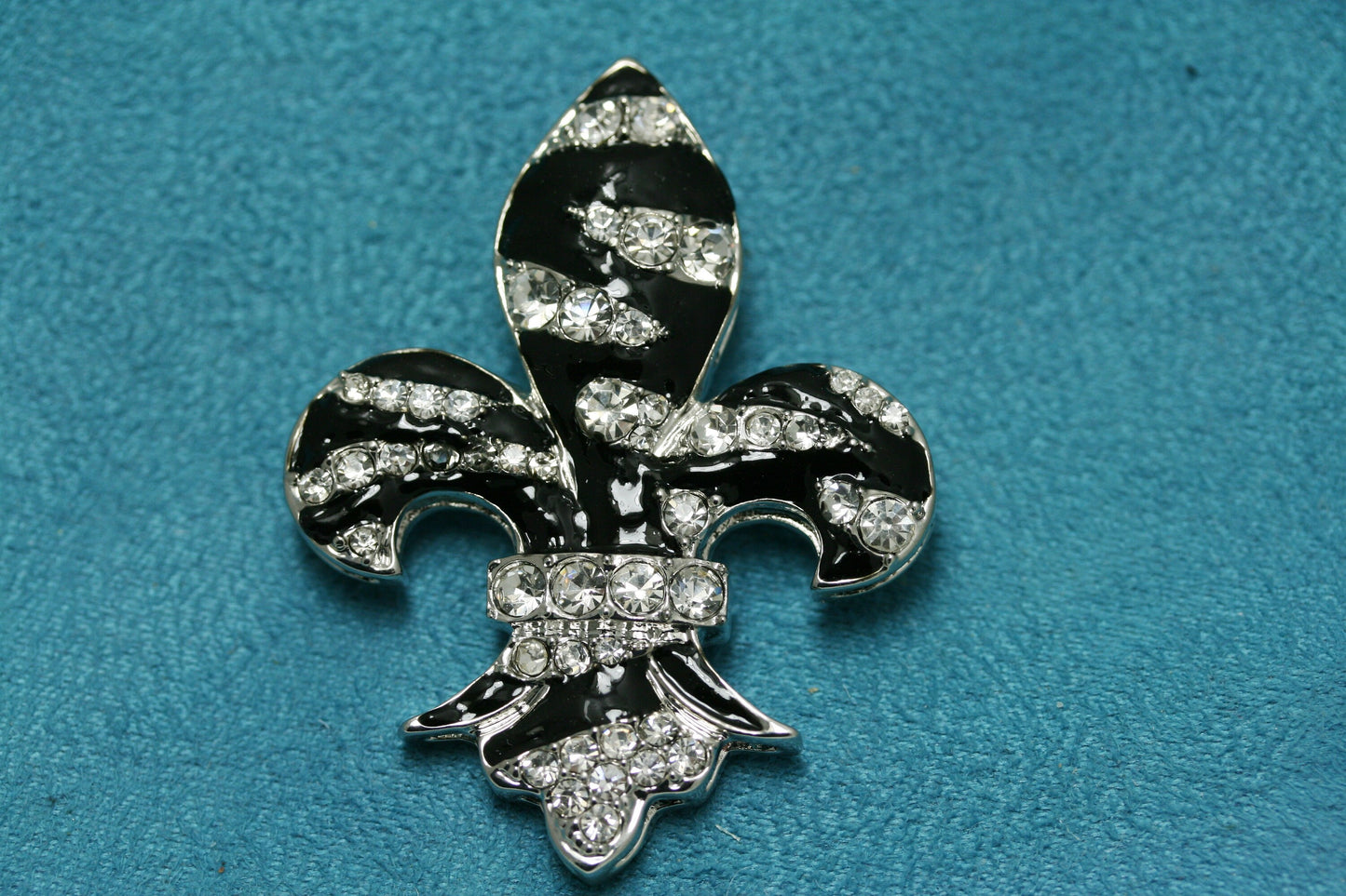 Fleur-De-Lis Crystal Brooch and Pendant, Rhinestone and Enamel Fleur De Lis Pin and Pendant, Mardi Gras Pin and Pendant with Crystals