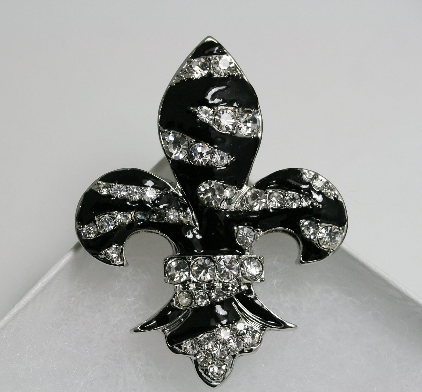 Fleur-De-Lis Crystal Brooch and Pendant, Rhinestone and Enamel Fleur De Lis Pin and Pendant, Mardi Gras Pin and Pendant with Crystals