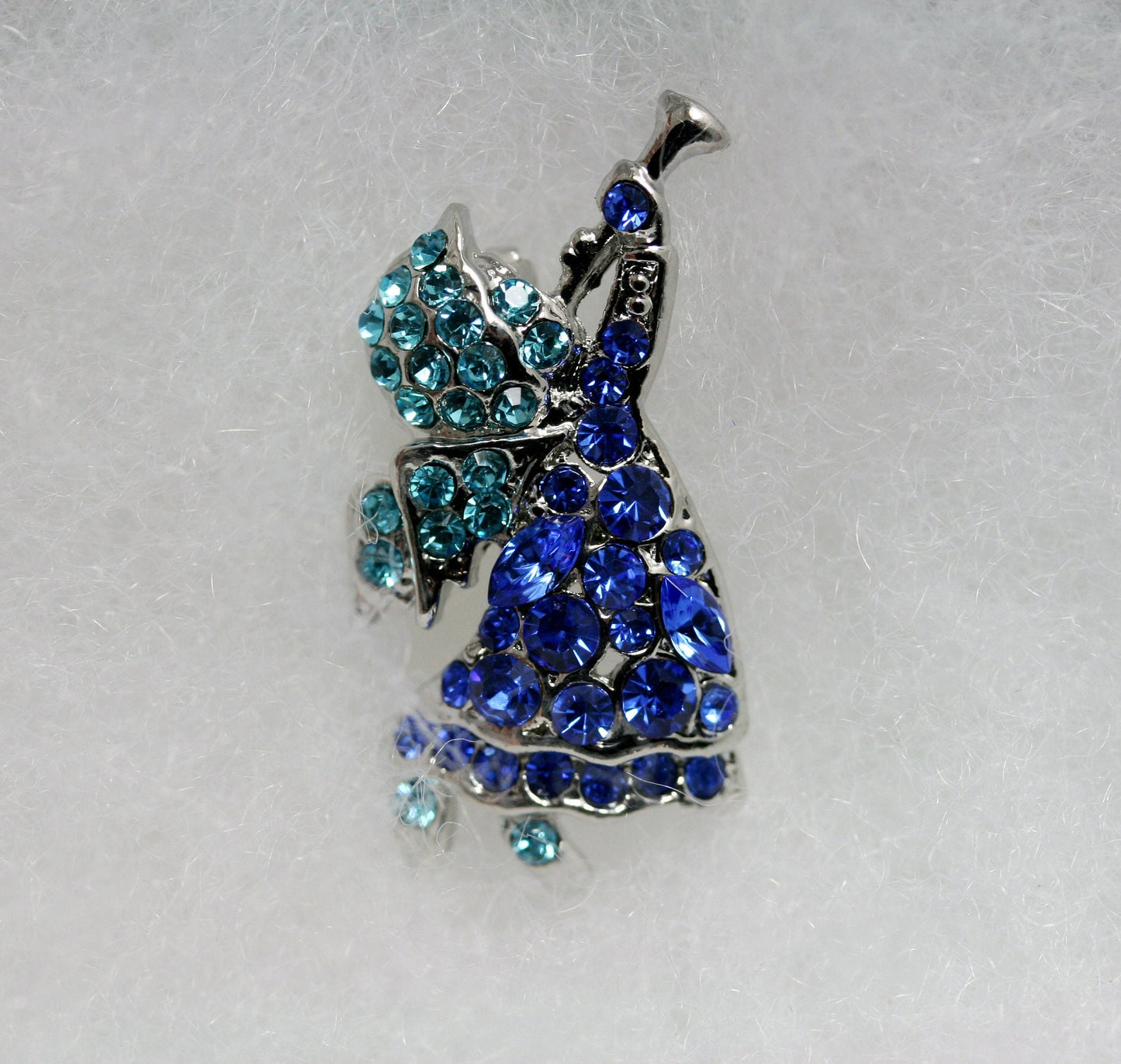 Rhinestone Angel With Horn Crystal Pin Brooch, Crystal Angel Pin