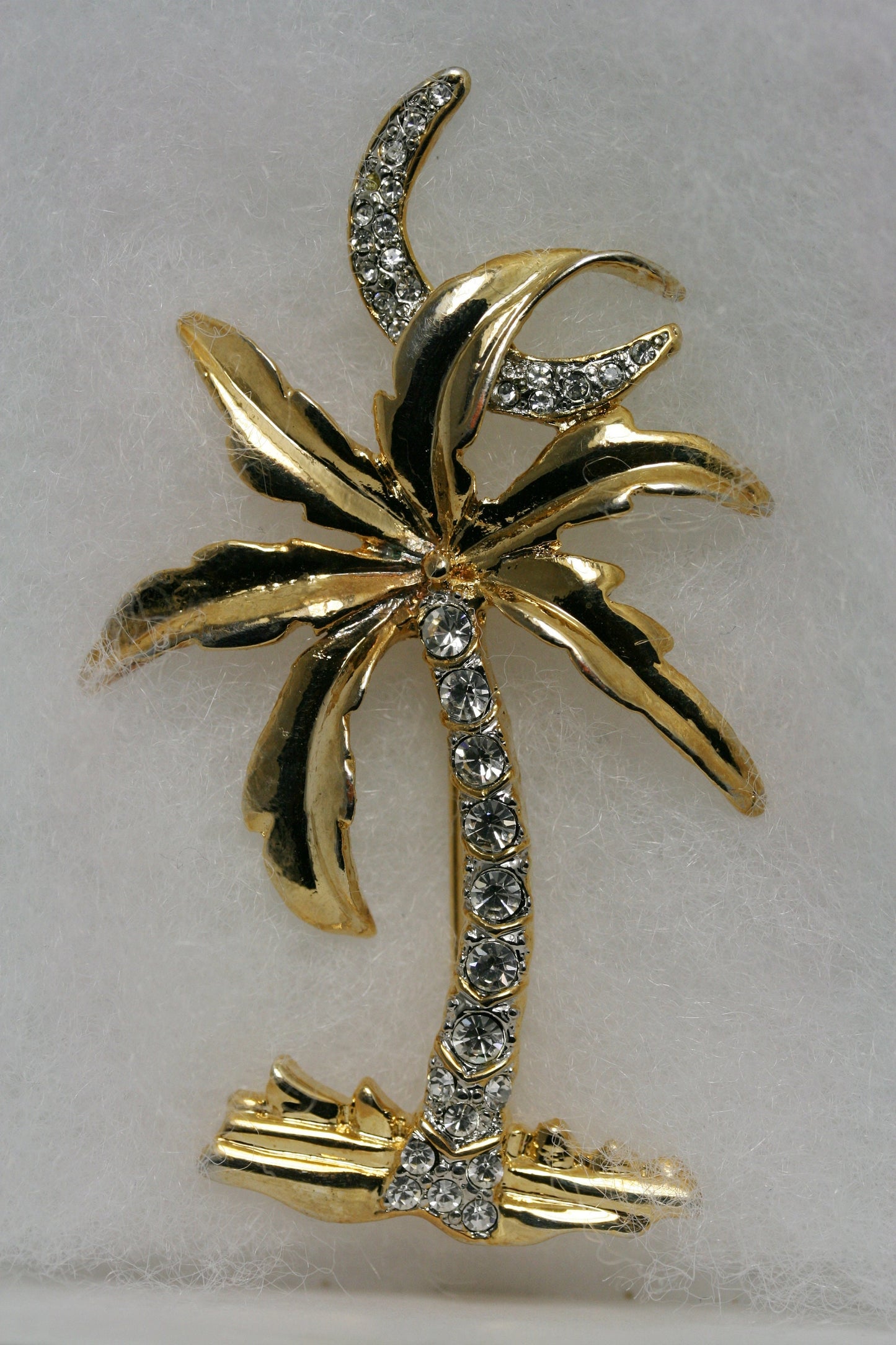 Vintage Rhinestone Palm Tree Pave Brooch Pin