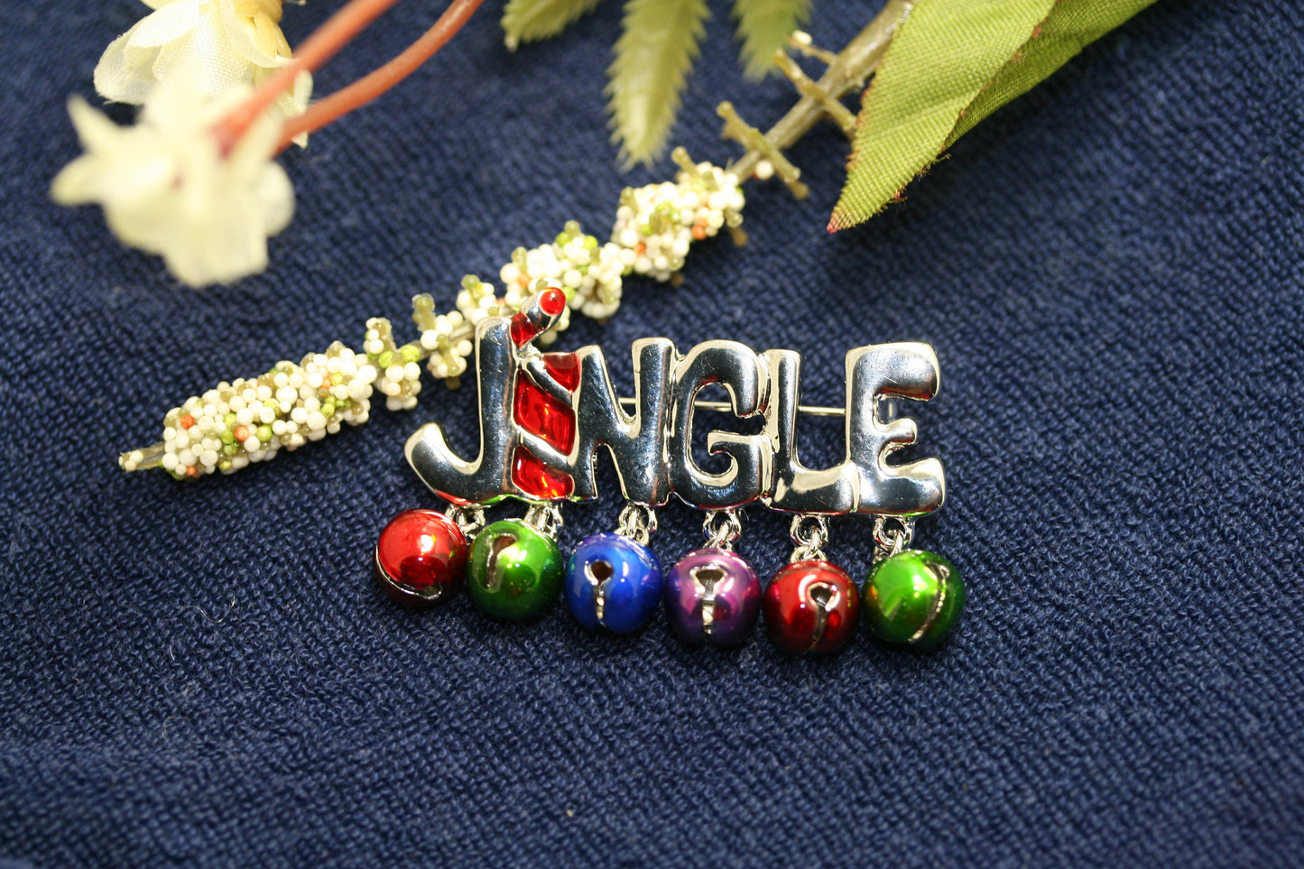 Christmas Jingle Bells Gold Toned Brooch, Christmas Gift