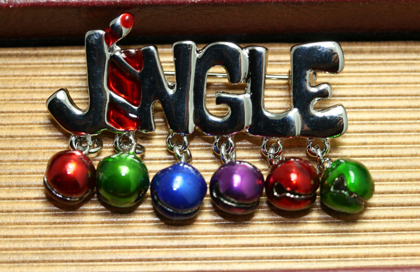 Christmas Jingle Bells Gold Toned Brooch, Christmas Gift