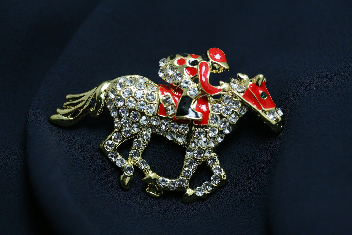 Kentucky Derby Racing Horse Jockey Pin Brooch, Rhinestone Jewelry, Equestrian Horses Kentucky Derby