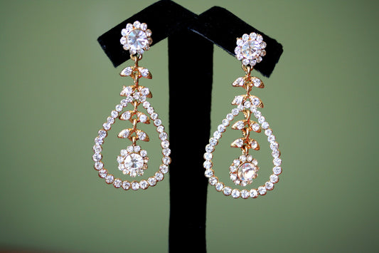 Clear Rhinestones Unique Open Teardrop Post Drop Earrings Décor Drop Earrings Bridal Wedding Beautiful Dazzle Crystal Dangle Fashion Jewelry