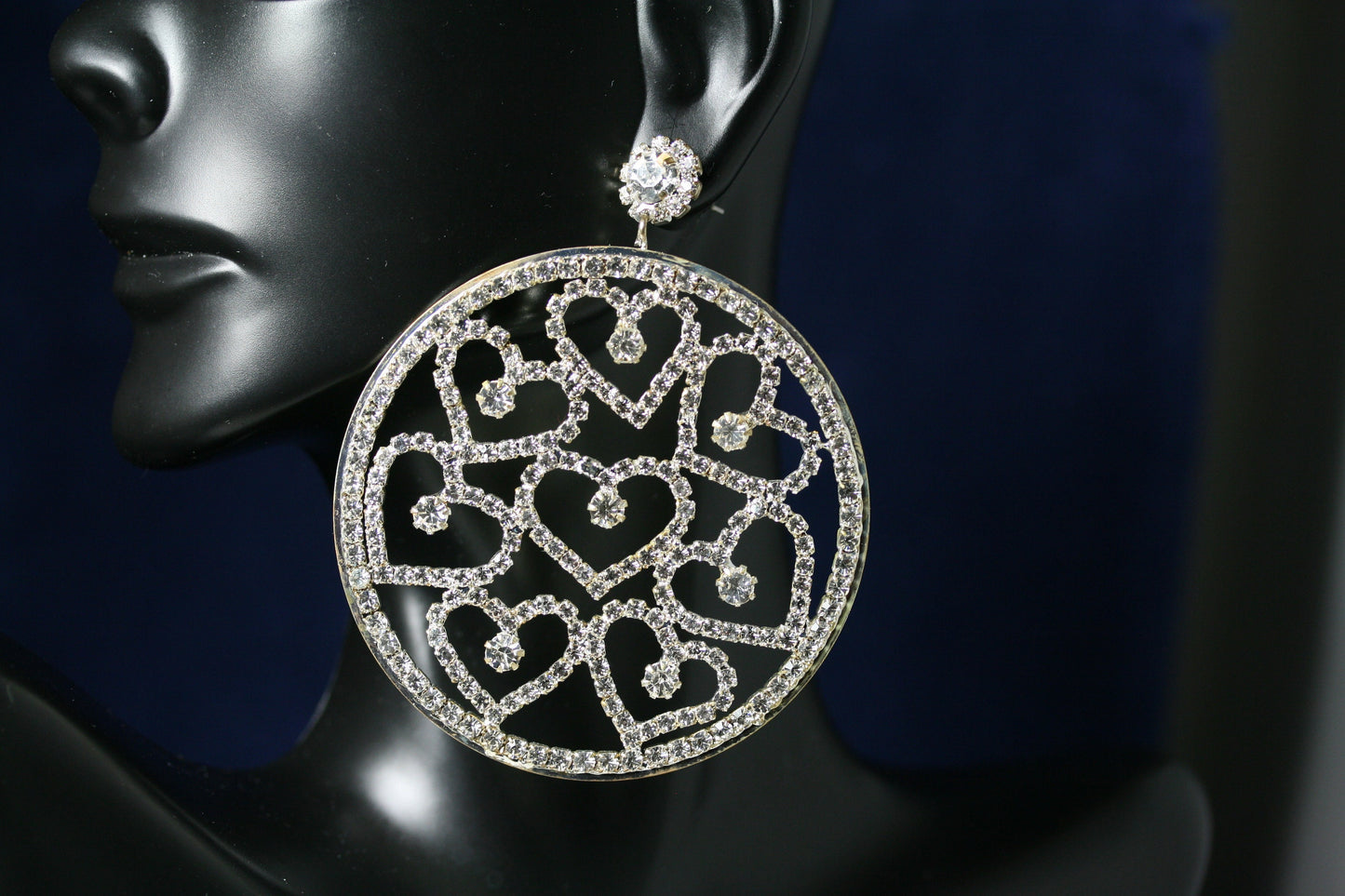 Clear Rhinestones Open Heart Post Hoop Earrings Décor Drop Earrings Bridal Wedding Beautiful Dazzle Crystal Dangle Fashion Jewelry