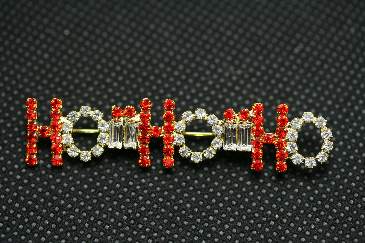 Christmas Brooch Pins Rhinestone Encrusted HO HO HO Brooch