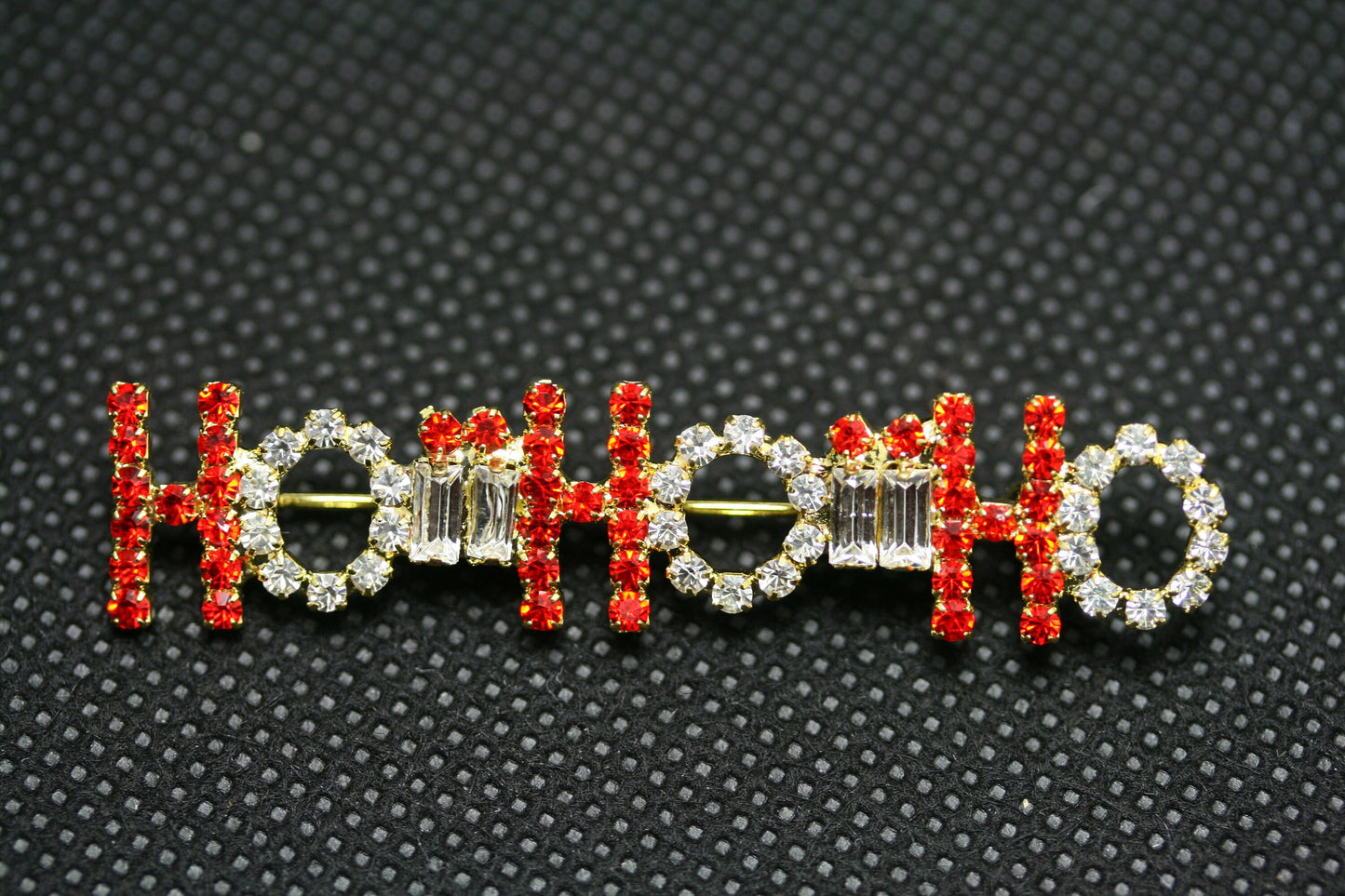 Christmas Brooch Pins Rhinestone Encrusted HO HO HO Brooch