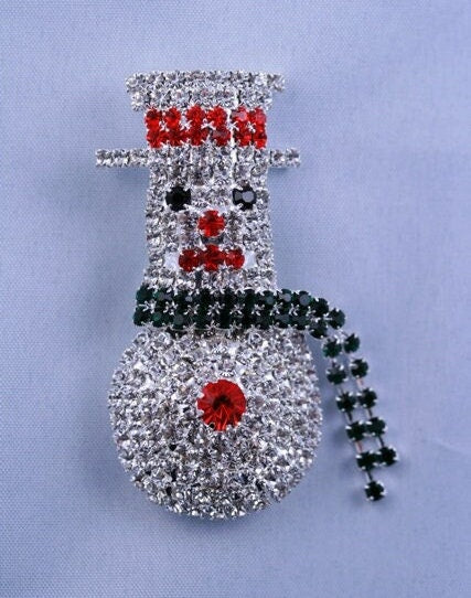 Christmas Snowman Pin Rhinestone Christmas Brooch Pin, Jewelry Gift For Her