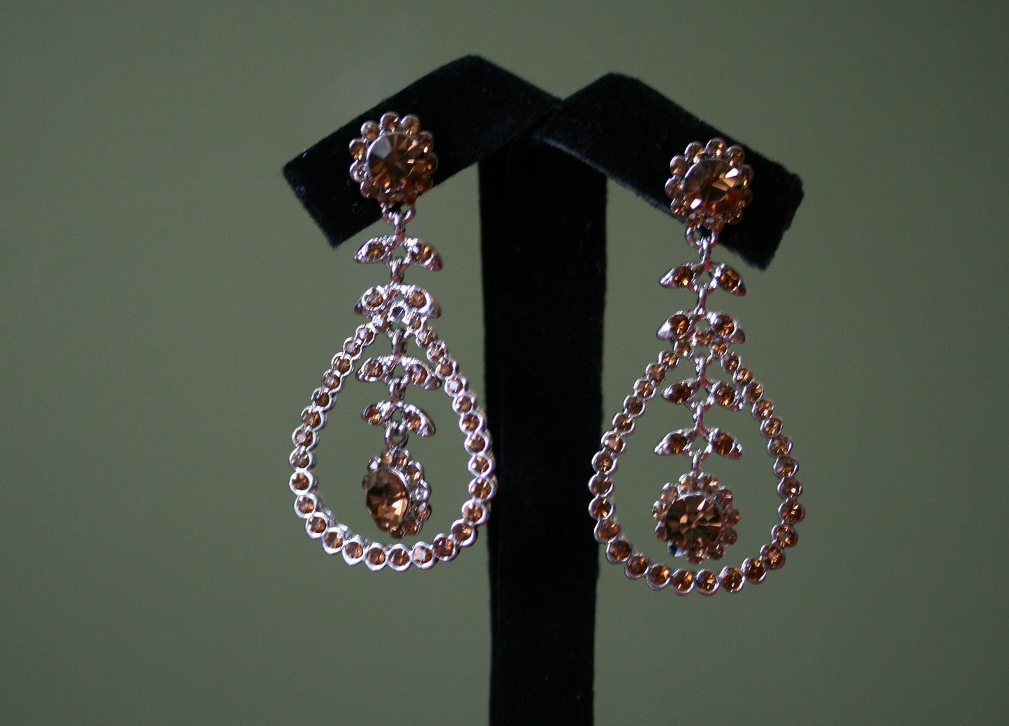 Clear Rhinestones Unique Open Teardrop Post Drop Earrings Décor Drop Earrings Bridal Wedding Beautiful Dazzle Crystal Dangle Fashion Jewelry