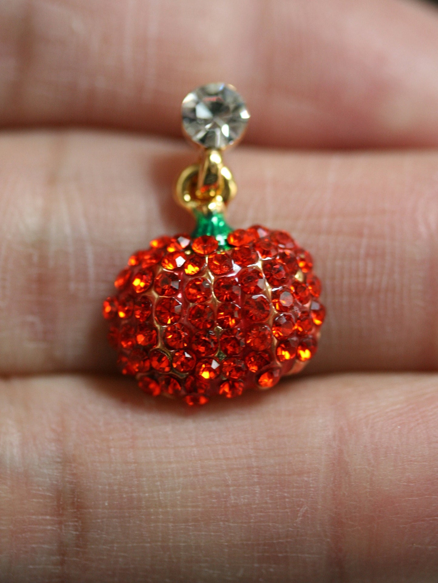 Rhinestone Crystal Halloween Pumpkin Dangle Earring, Solid Orange Pumpkin Earrings, Halloween Earrings Gift For Her