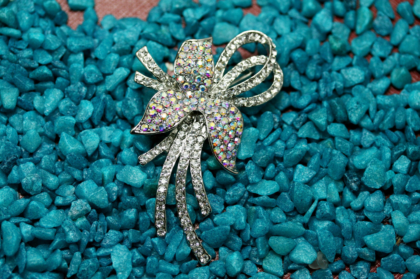 Clear Rhinestone Flower Brooch Pins Fashion Silver Tone Crystal Flower Wedding Corsage Party Jewelry Brooches Bridal Bouquet Pins