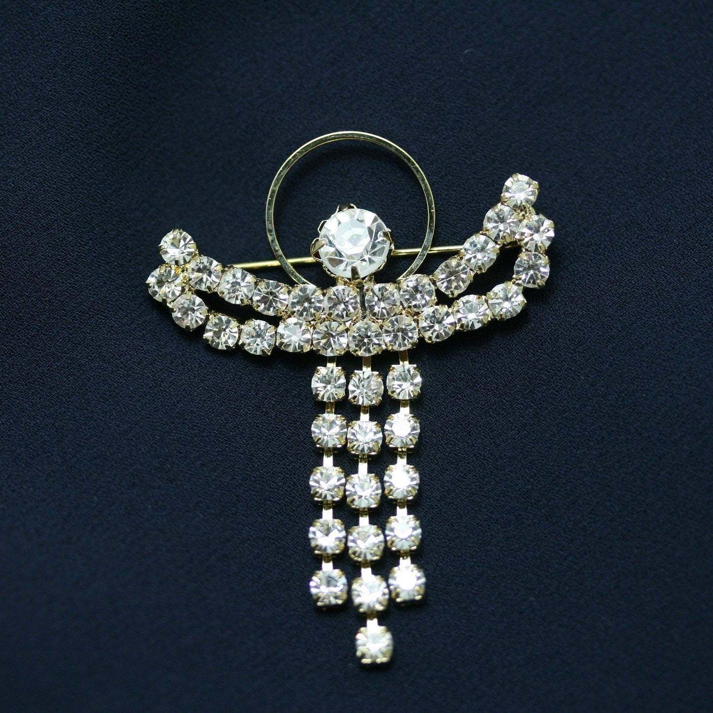 Rhinestone Angel with a Halo Pin and Earrings Set, Crystal Angel Brooch in Gold and Silver Tone, Crystal Post Angel Earrings