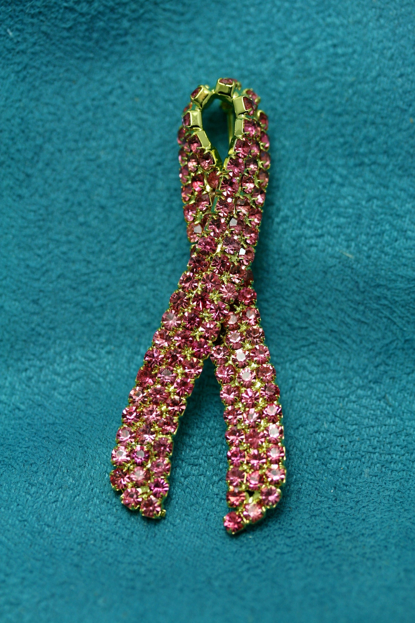 Breast Cancer Brooch Pin, Hot Pink Rhinestone Breast Cancer Awareness Ribbon Pin Brooch, Flat Back Breast Cancer Jewelry DIY