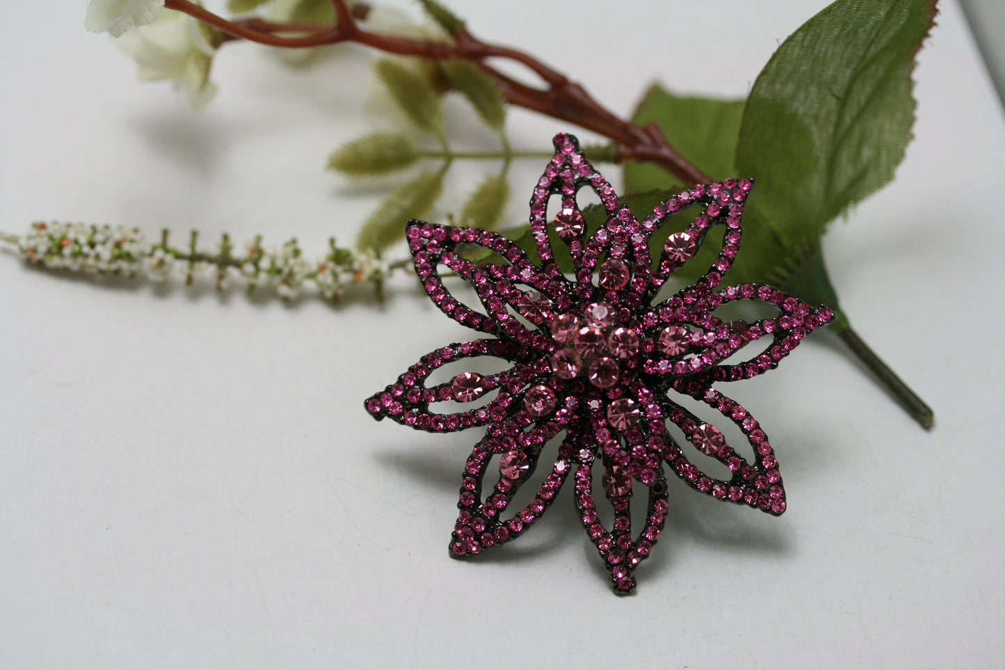 Pink Rhinestone Star Flower Brooch Pin, Bridal Brooch, Brooches Pins Wedding, Crystal Broaches Women
