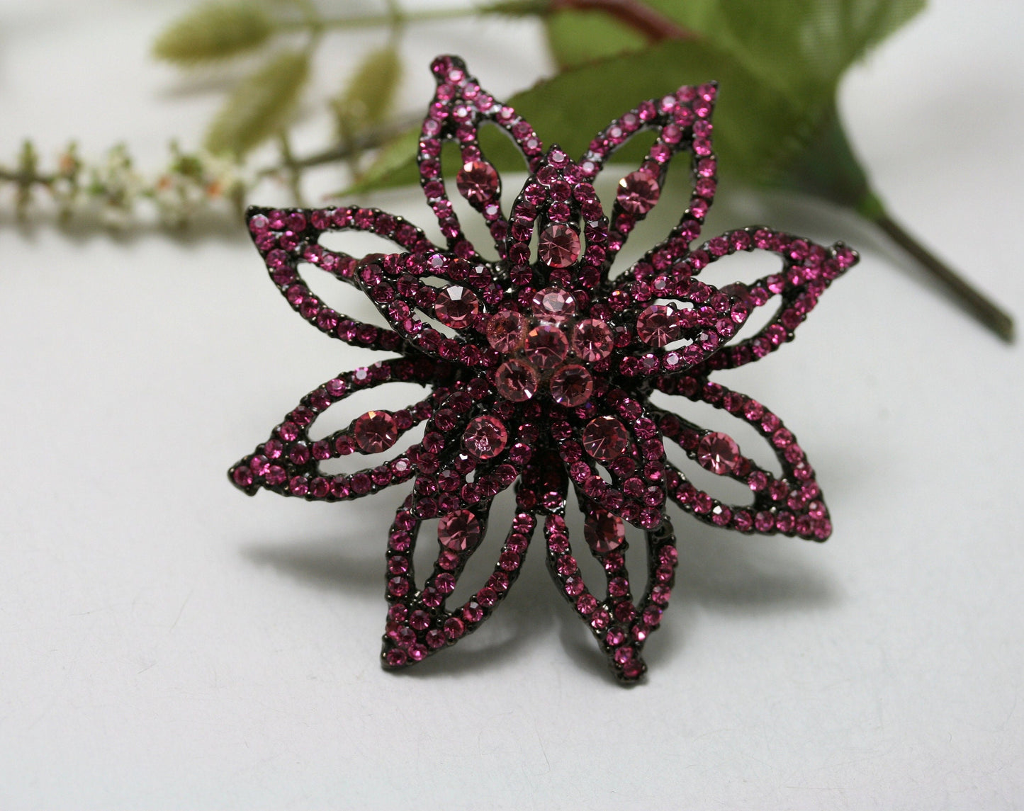 Pink Rhinestone Star Flower Brooch Pin, Bridal Brooch, Brooches Pins Wedding, Crystal Broaches Women