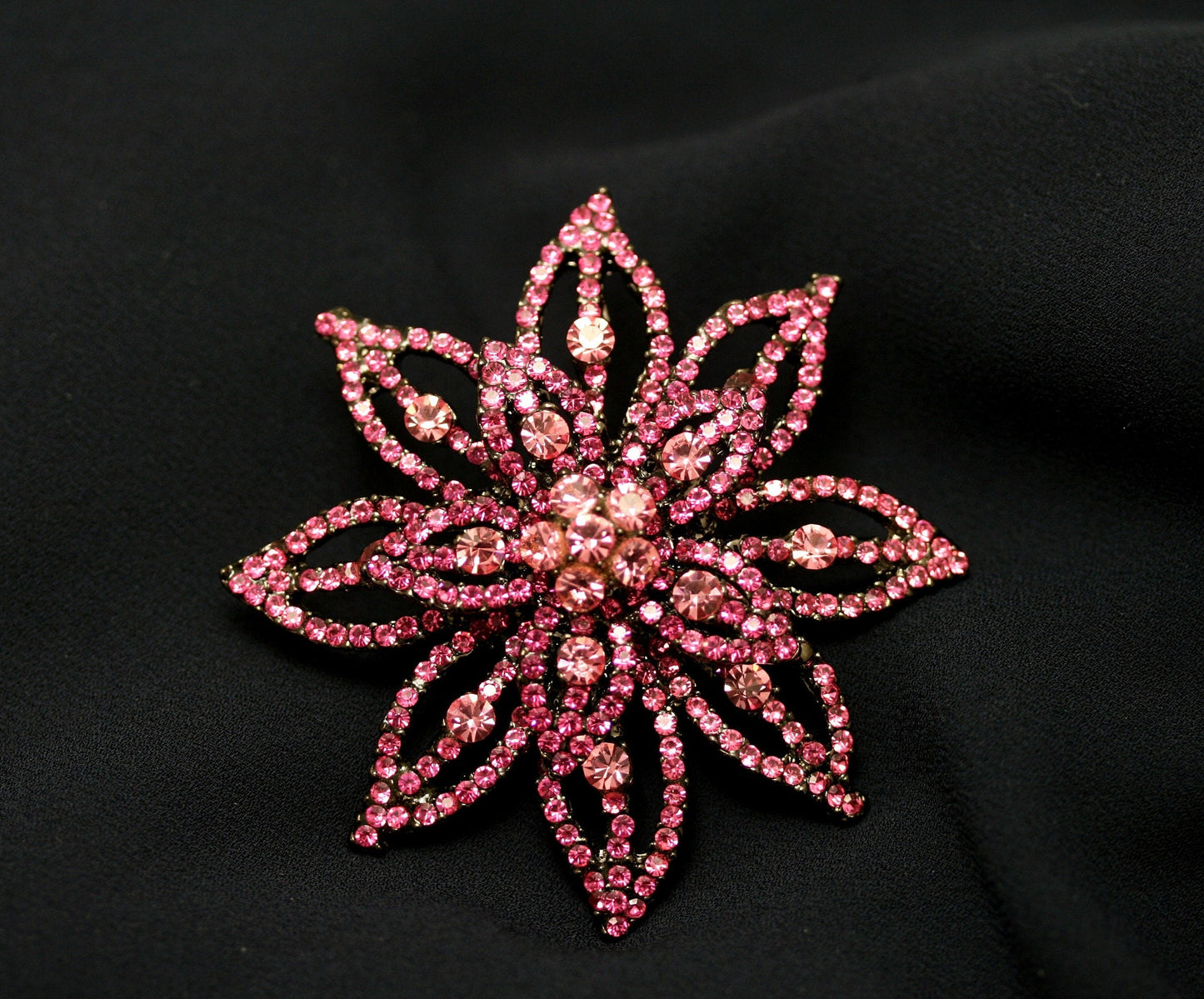 Pink Rhinestone Star Flower Brooch Pin, Bridal Brooch, Brooches Pins Wedding, Crystal Broaches Women