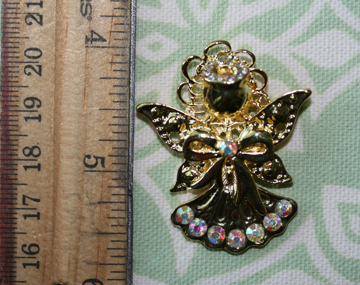 Rhinestone Vintage Angel Brooch Pin, Gold Angel Pin Guardian Angel