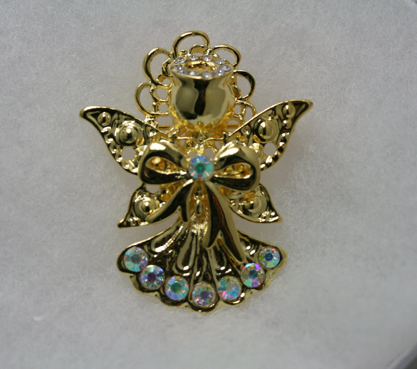 Rhinestone Vintage Angel Brooch Pin, Gold Angel Pin Guardian Angel