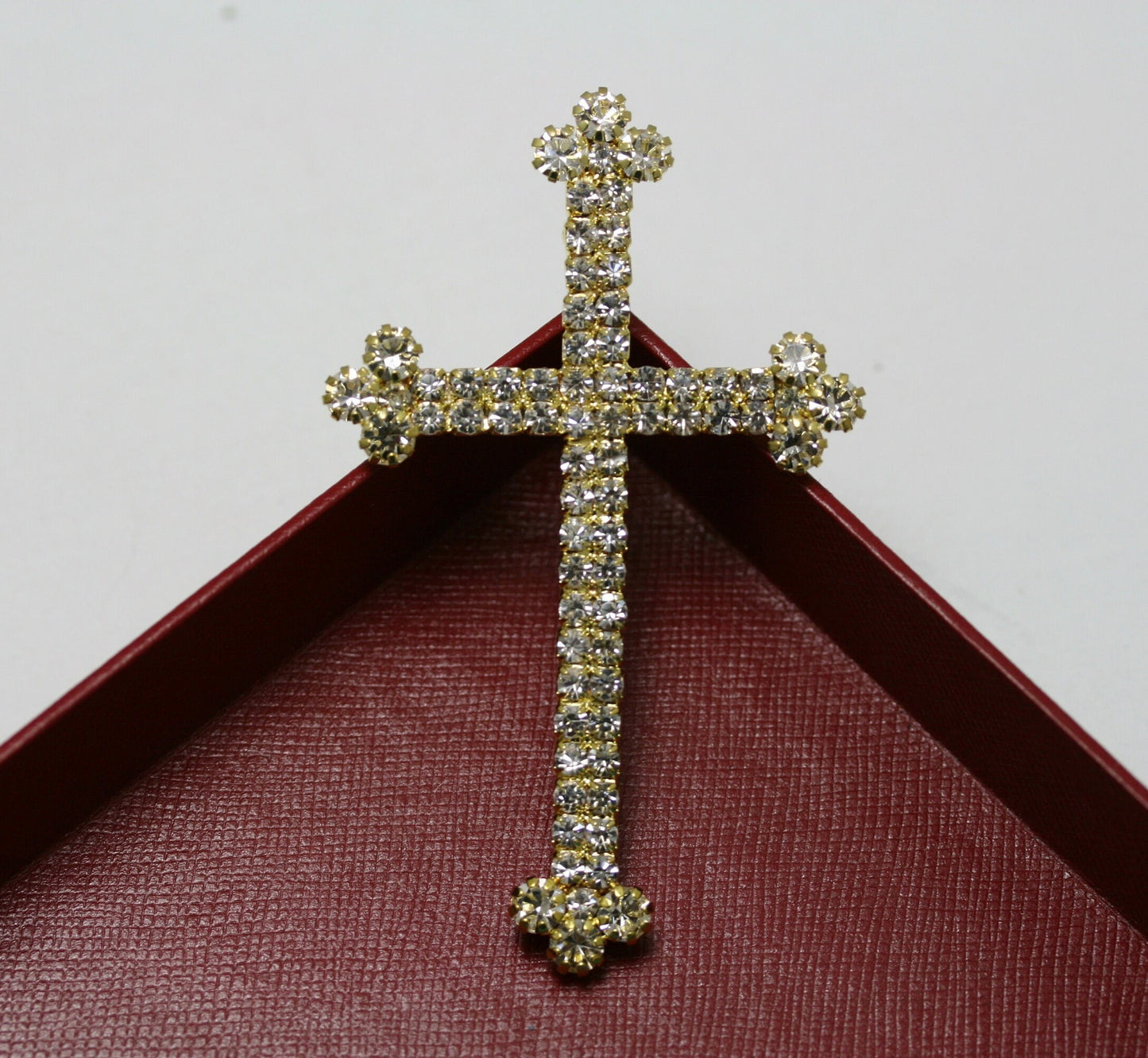 Large Rhinestone Cross Brooch Pin Jewelry Gift Faith Cross Pin Gold Tone Cross, Silver Tone Cross