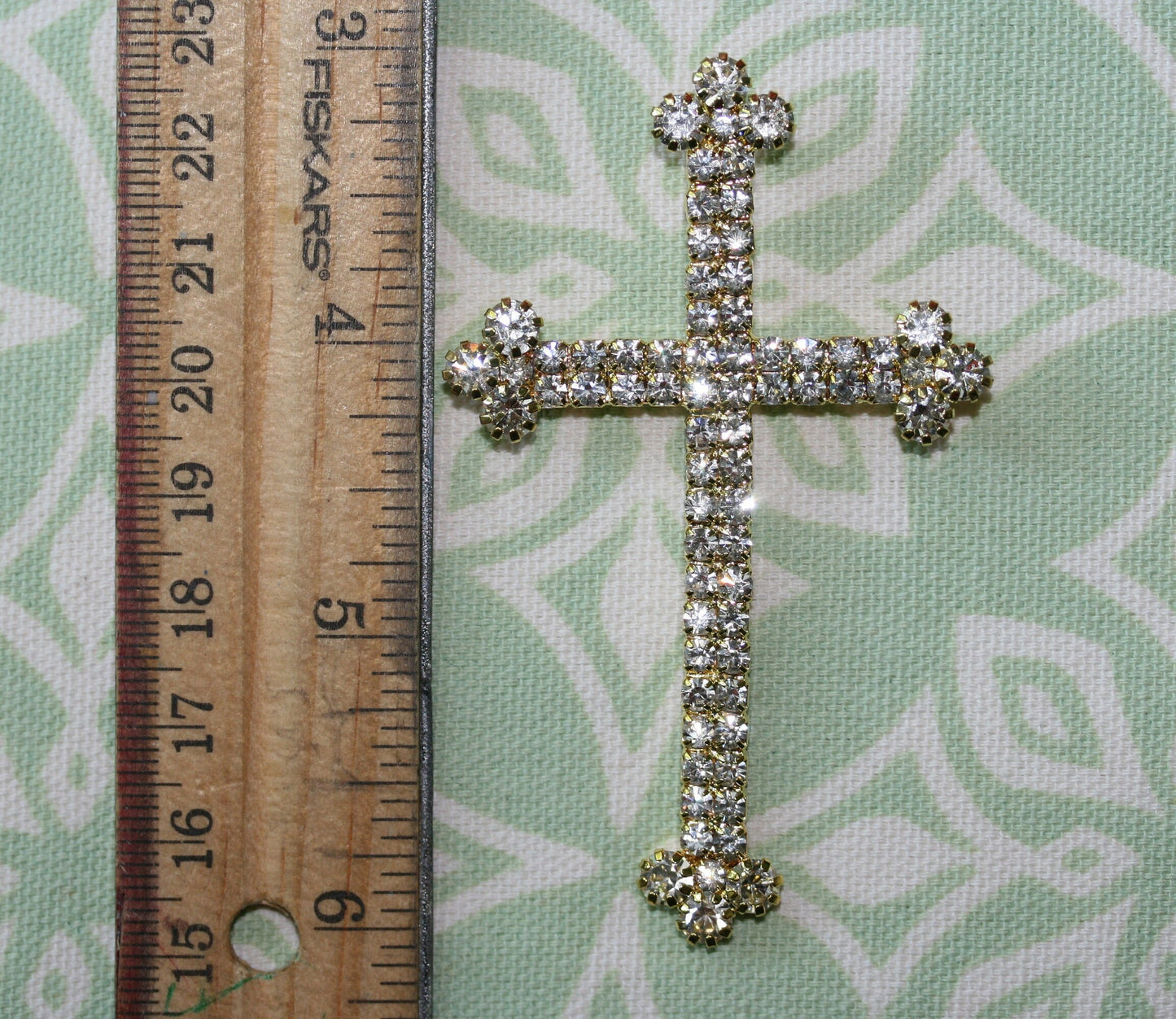 Large Rhinestone Cross Brooch Pin Jewelry Gift Faith Cross Pin Gold Tone Cross, Silver Tone Cross