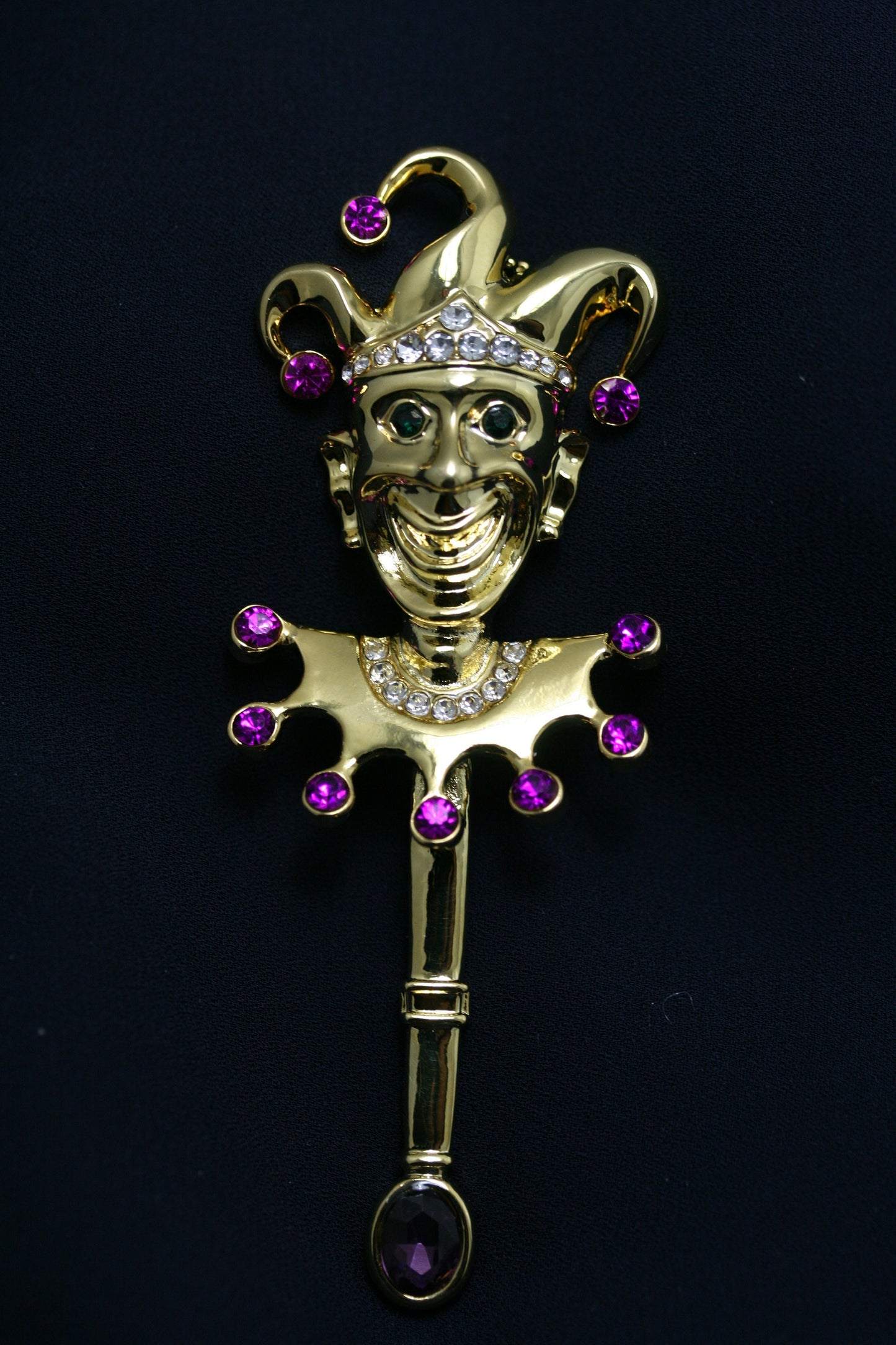 Rhinestone Clown Brooch Pin, Crystal Clown Face Pin Smiling Elegant Clown Lapel Pin