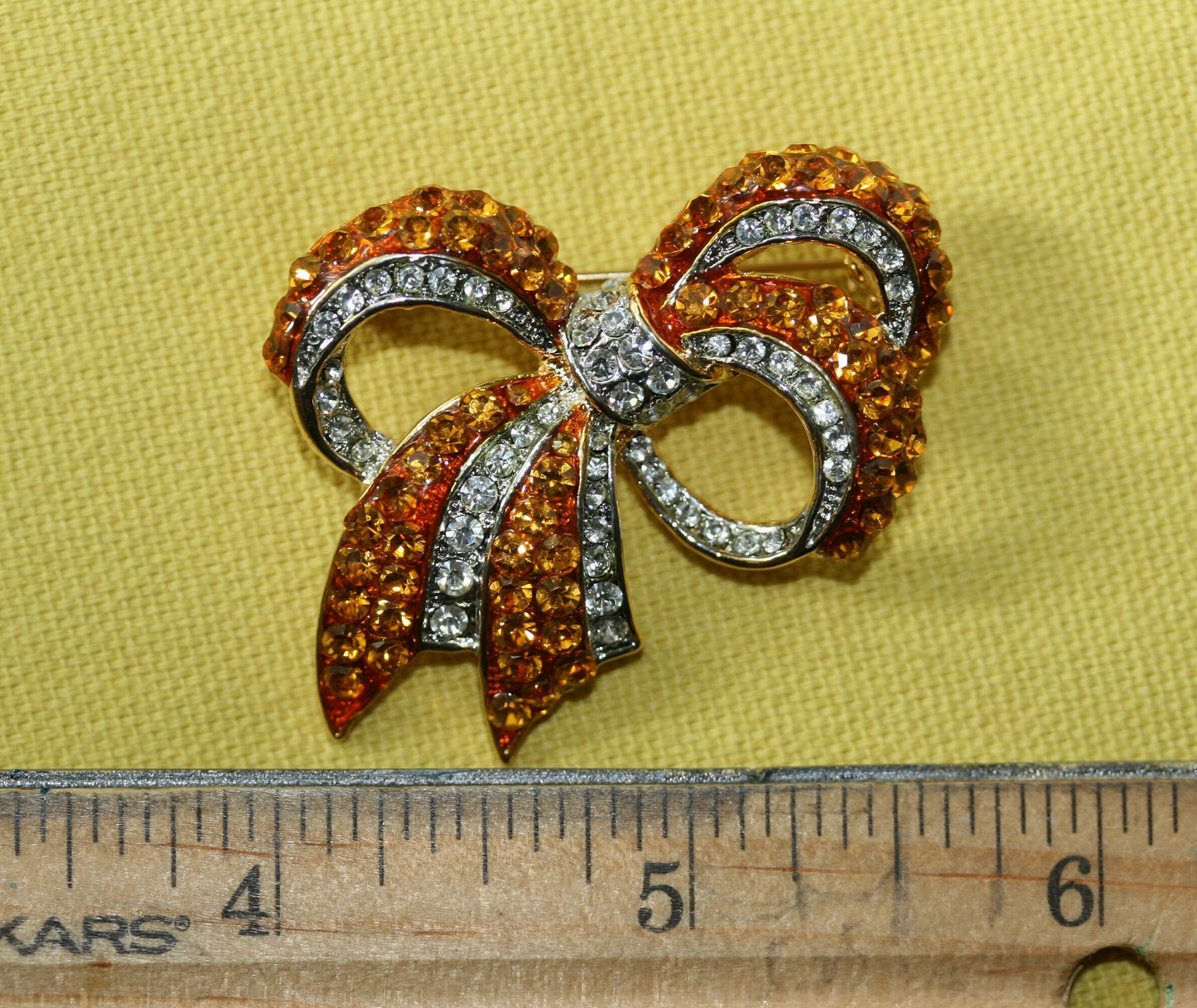 Crystal Rhinestone Two-tone Figural Bow Tie Brooch Pin CZ Ribbon Bridal Bowknot Bow Brooch Pins for Women