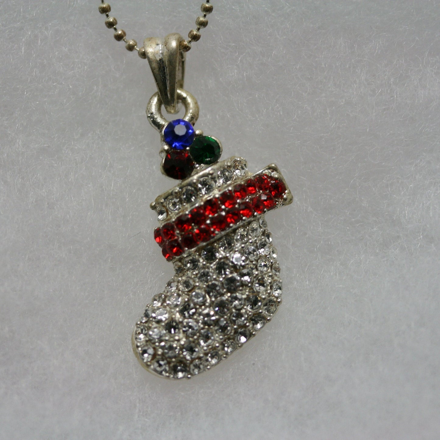 Rhinestone Christmas Stockings, Snowflake, Snowman, Santa hat, Candy Cane Charm, Xmas Pendant Necklace, Small Xmas Pendant with Chain