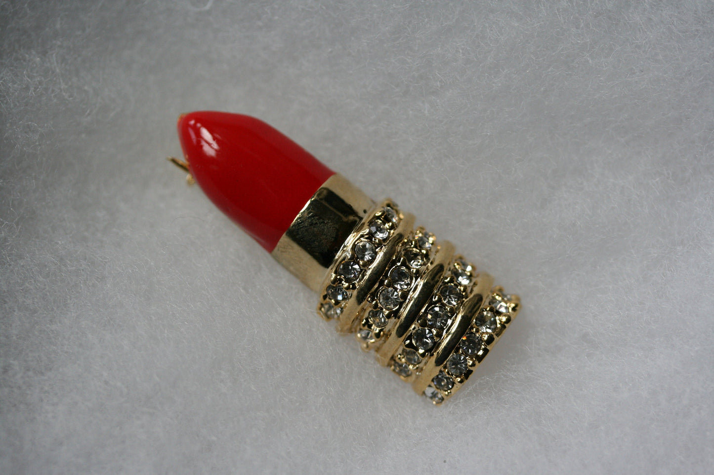 Lipstick Red Enamel Clear Rhinestone Multi-Dimensional Brooch Beauty Lip Stick Pin for Her