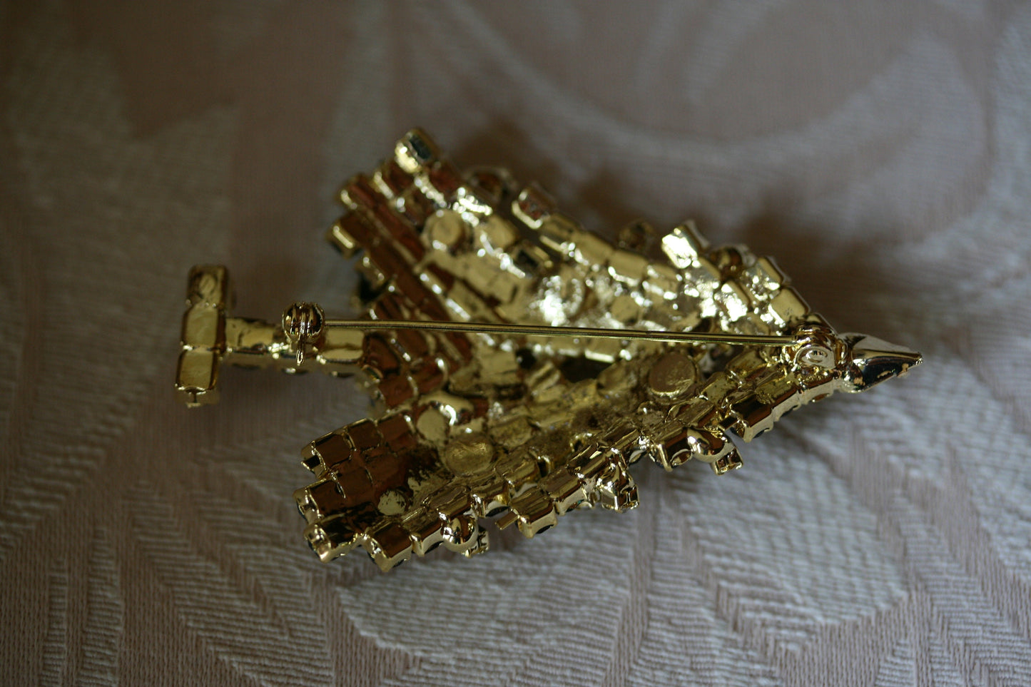 Rhinestone Christmas Tree Pin, Crystal Christmas Tree Brooch