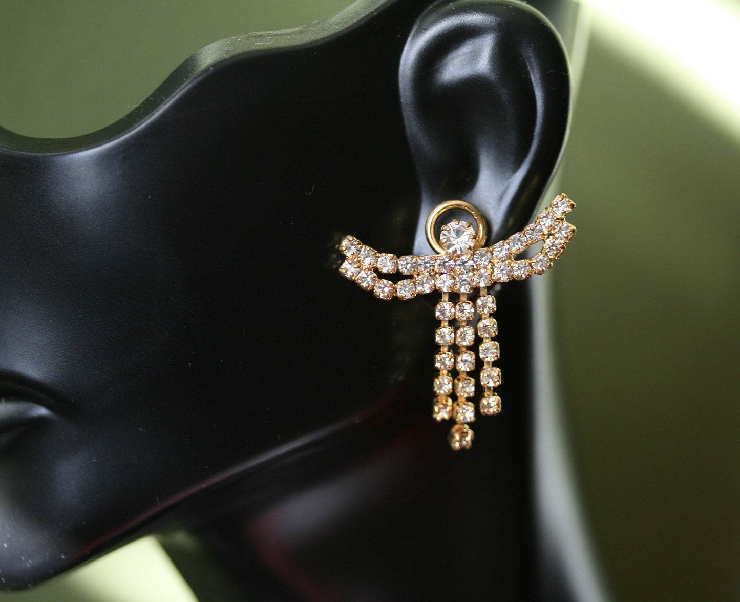 Rhinestone Angel with a Halo Pin and Earrings Set, Crystal Angel Brooch in Gold and Silver Tone, Crystal Post Angel Earrings
