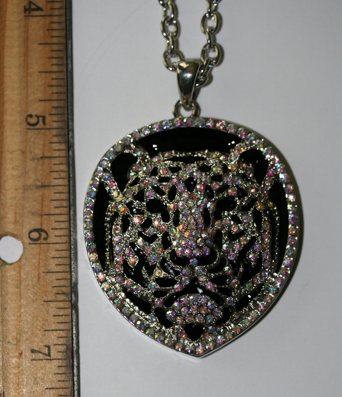 Vintage Style Tiger Pendant With Clear Rhinestone Tiger Face Pendant