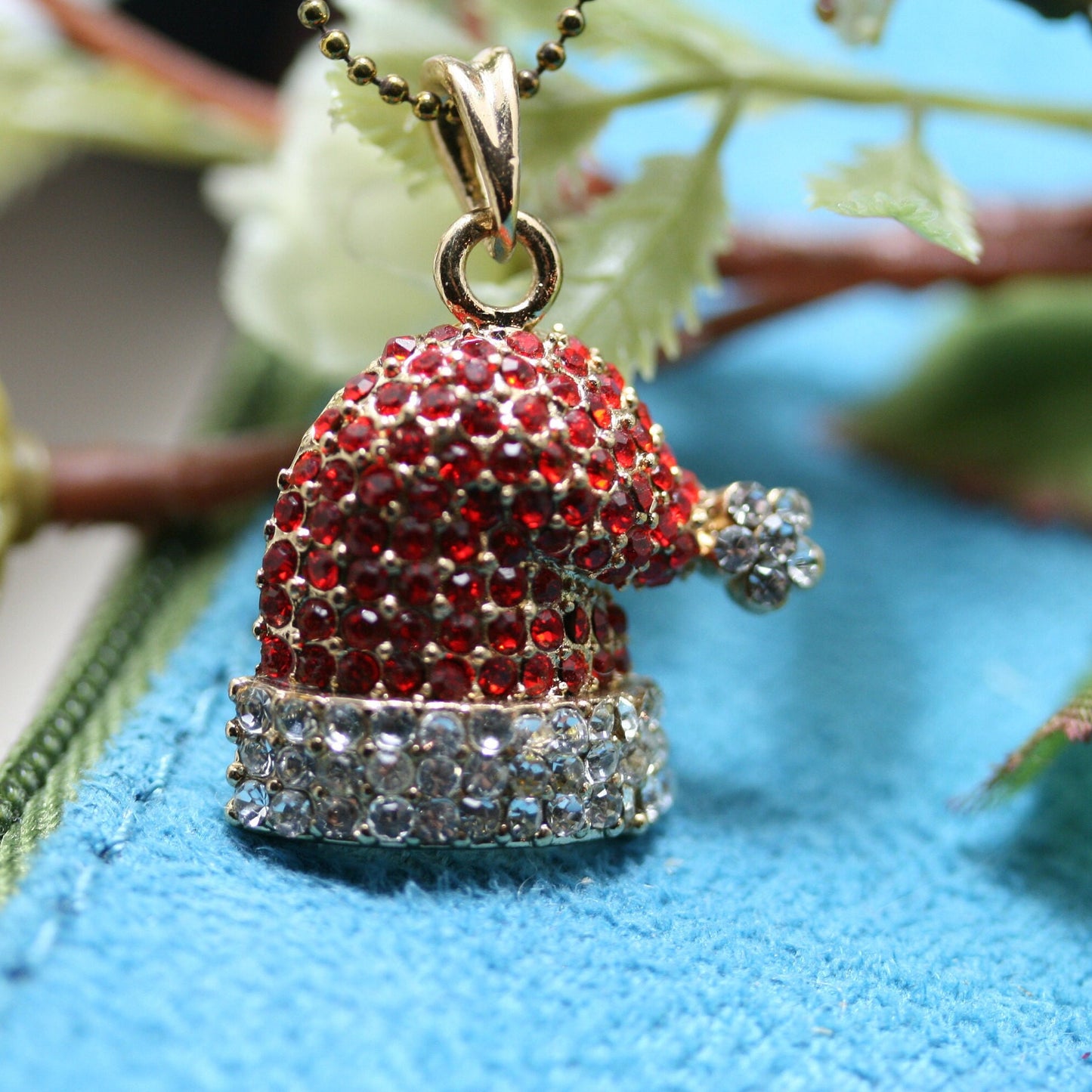 Rhinestone Christmas Stockings, Snowflake, Snowman, Santa hat, Candy Cane Charm, Xmas Pendant Necklace, Small Xmas Pendant with Chain