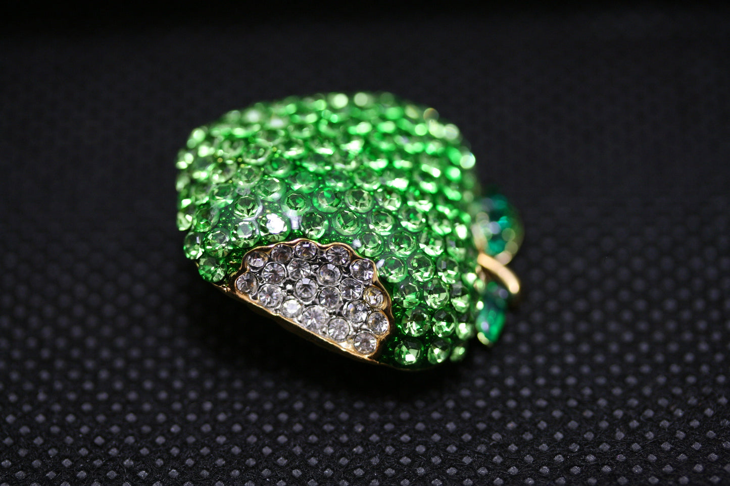 Red Apple Green Apple Bitten Rhinestone Crystal Statement Pin Brooch Genuine Shiny Teacher