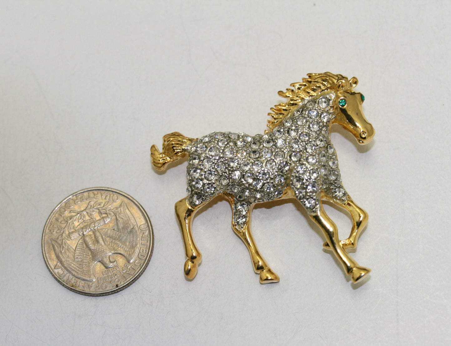 Rhinestone Gold-tone Galloping Horse Pin Horse Brooches Fashion Costume Pin Brooch jewelry gift