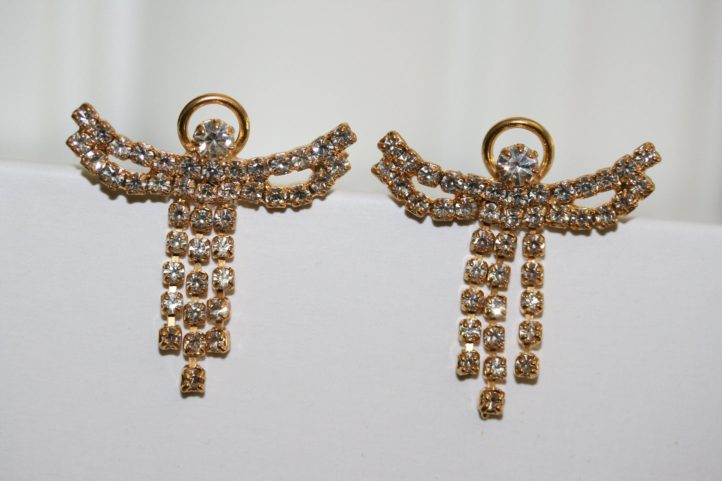 Rhinestone Angel with a Halo Pin and Earrings Set, Crystal Angel Brooch in Gold and Silver Tone, Crystal Post Angel Earrings