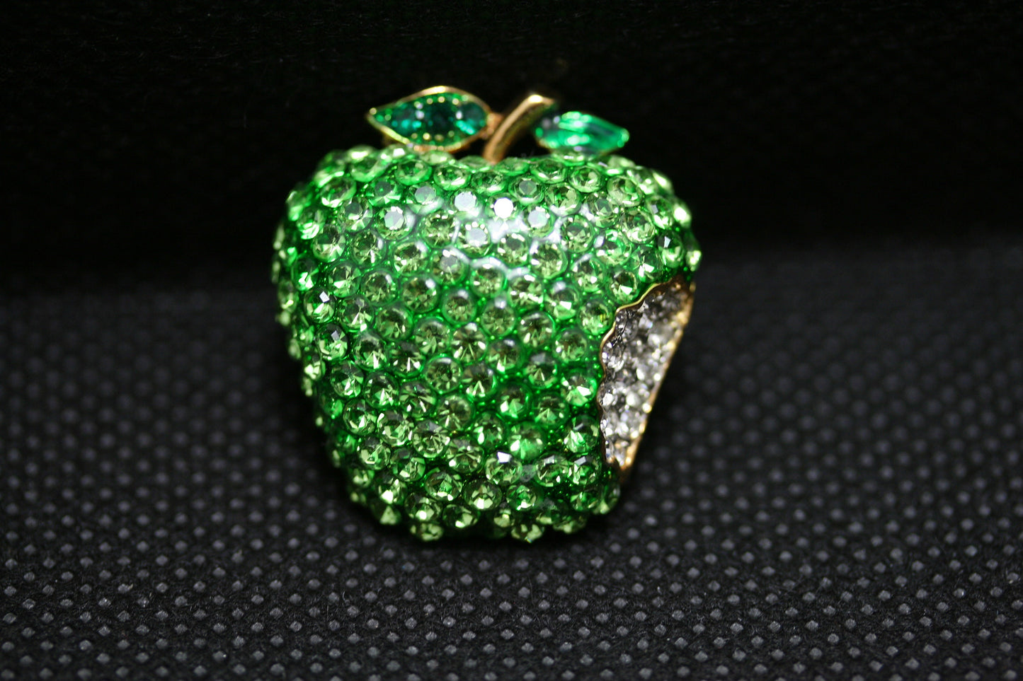 Red Apple Green Apple Bitten Rhinestone Crystal Statement Pin Brooch Genuine Shiny Teacher