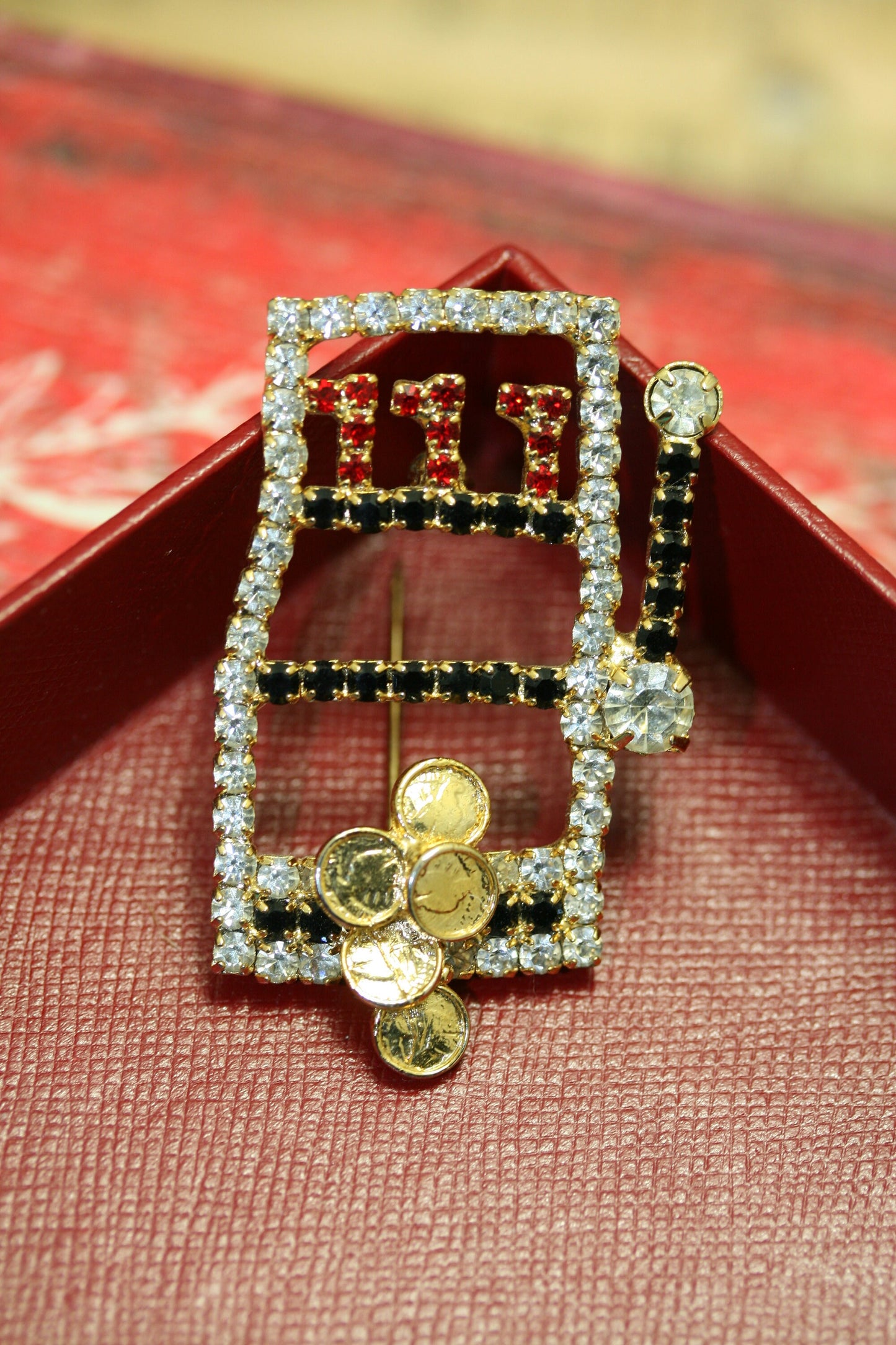 Slot Machine 777 Vegas Gambling Ac Rhinestone Pin Brooch Jewelry Slot Machine Brooch, Casino 777 Slot Machine Pin