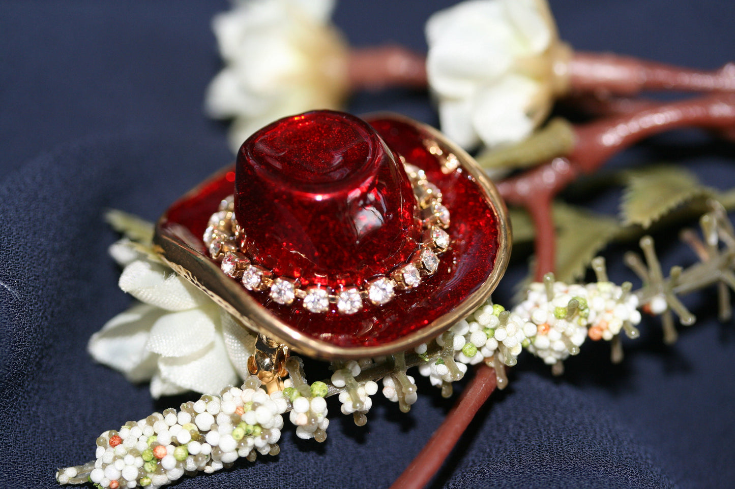 RED HAT SOCIETY Women Enamel Rhinestone Cowboy Country Brooch Pin, Red Enamel Cowboy, Cowgirl Hat Jewelry