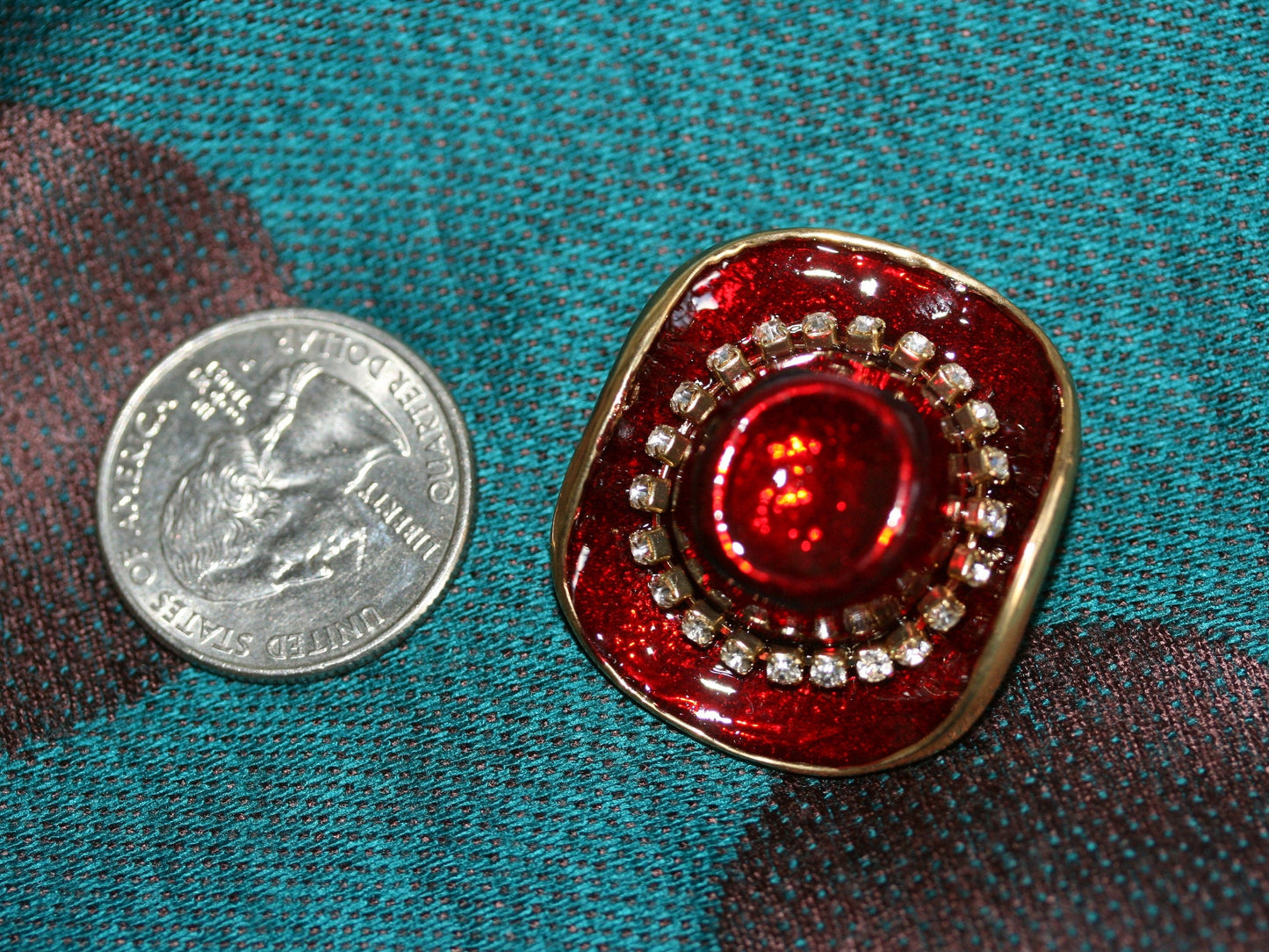 RED HAT SOCIETY Women Enamel Rhinestone Cowboy Country Brooch Pin, Red Enamel Cowboy, Cowgirl Hat Jewelry