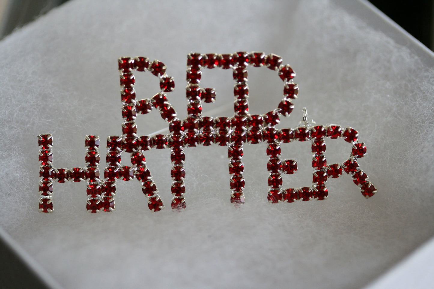 Red Hat Lady rhinestone pin brooch society, "Red Hatter" Word Brooch Rhinestone Red Hat Club Lapel Pin