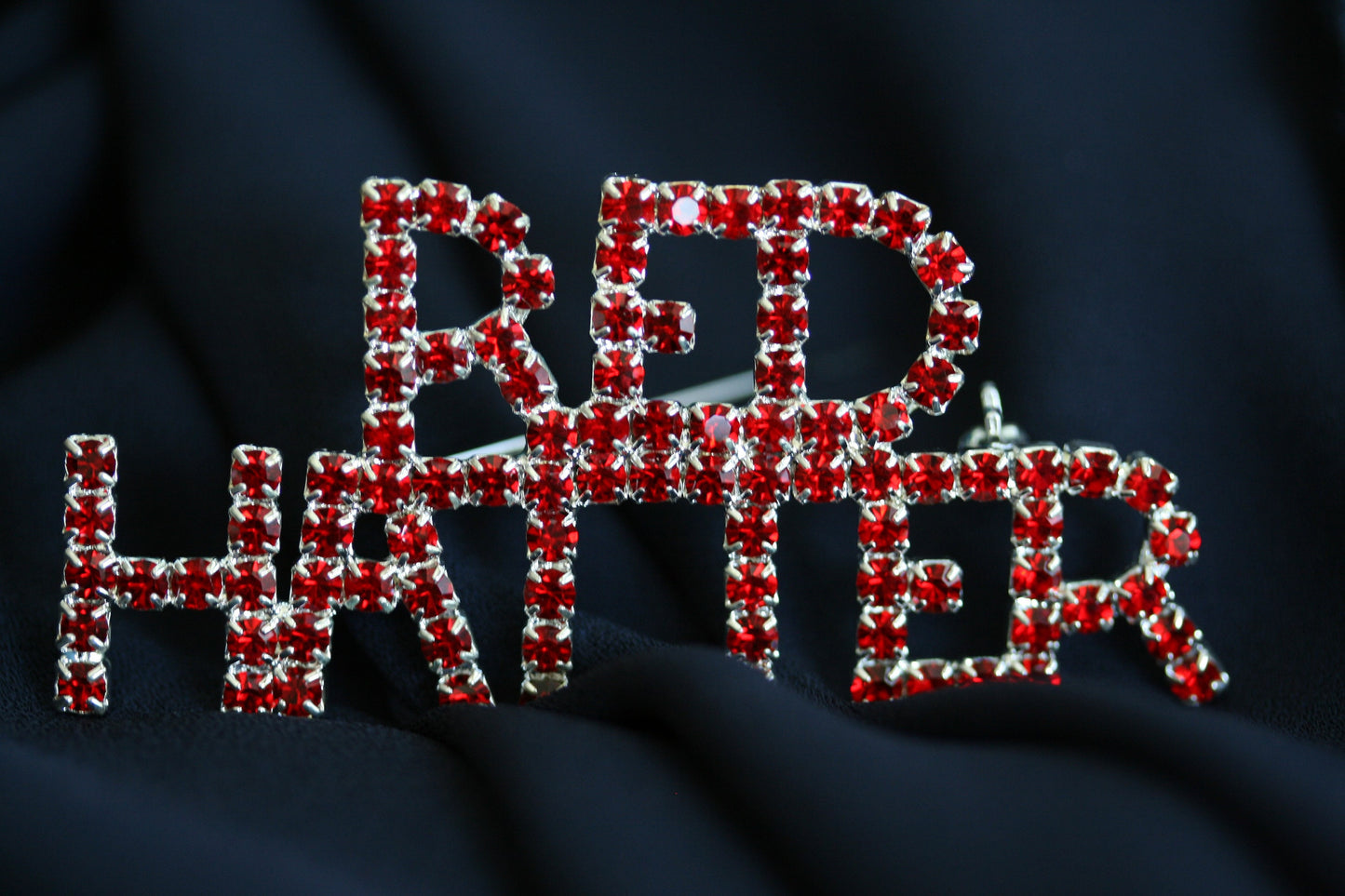 Red Hat Lady rhinestone pin brooch society, "Red Hatter" Word Brooch Rhinestone Red Hat Club Lapel Pin